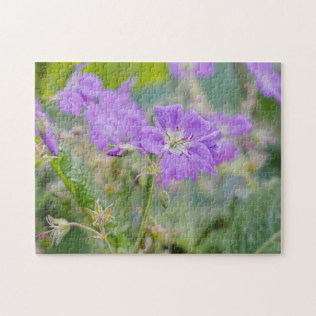 Puzzle Photo botanique de fleur sauvage de géranium pourp (Horizontal)