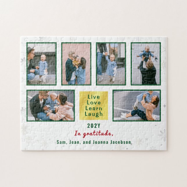 Puzzle Photo Collage 6 Img Live Love Learn Lauder White (Horizontal)