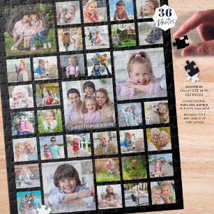 Puzzle Photo Collage Nom de famille ou titre noir