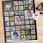 Puzzle Photo Collage Nom de famille ou titre noir<br><div class="desc">Téléchargez facilement 36 photos pour créer des moments mémorables chaque fois que ce puzzle se réunit. Personnalisez-le avec le nom de famille, un titre ou n'importe quel texte. Vous pouvez modifier la couleur noire de l'arrière - plan ainsi que le style, la taille et la couleur de la police en...</div>