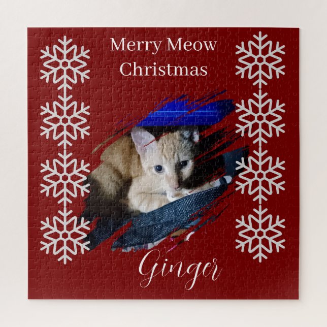 Puzzle Photo de chat orange Texte personnalisable  (Vertical)