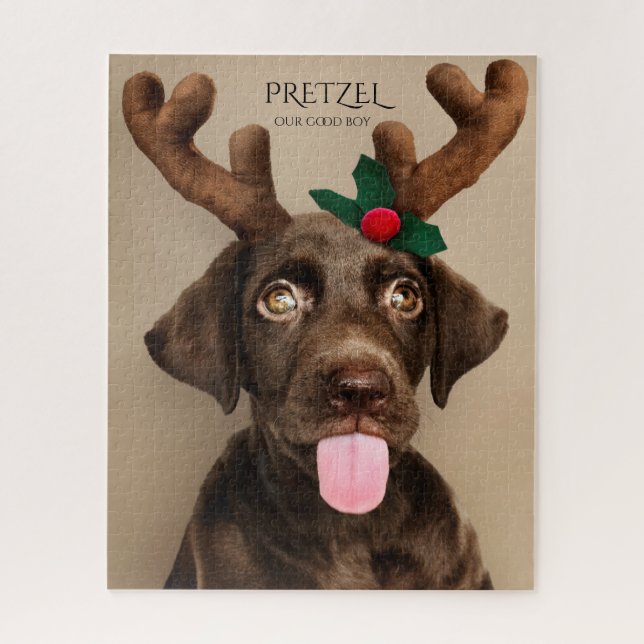 Puzzle Photo de chien personnalisée Noël Notre bon chien (Vertical)