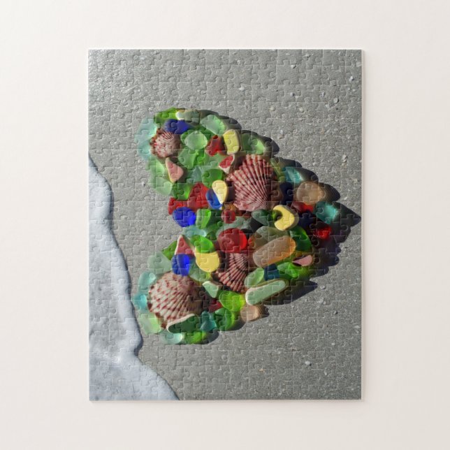 Puzzle Photo de couleurs lumineuse rare en verre de mer (Vertical)
