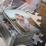 Puzzle photo de couple mariage personnalisée<br><div class="desc">Créez votre propre élégant "meilleur ensemble" typographie citation superposer photo mariage gardien de photo puzzle cadeau personnalisé avec des noms de couple,  coeur rouge,  et votre texte.</div>