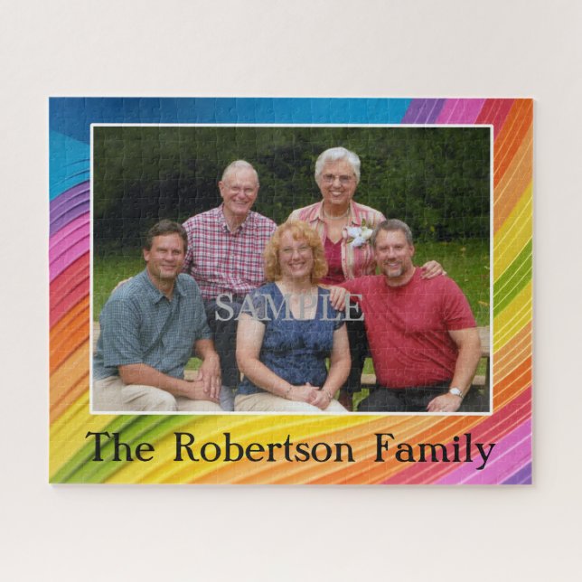 Puzzle Photo de famille et personnalisation avec Nom (Horizontal)