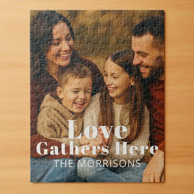 Puzzle Photo de famille personnalisée Gathons d'amour ici (Créateur téléchargé)