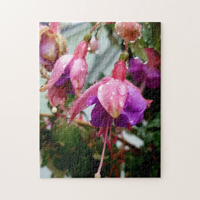 Puzzle photo de fleur de fuchsia rose créatif (Vertical)