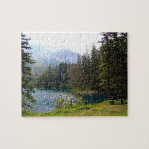 Puzzle Photo de forêt et de lac alpins pittoresques