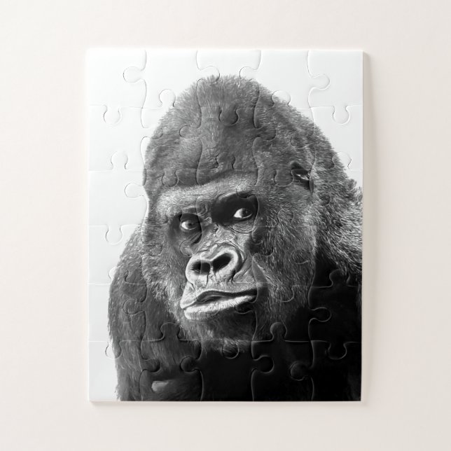 Puzzle Photo de gorille blanche noire - Animaux (Vertical)