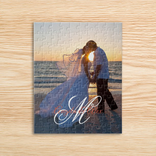 Puzzle Photo de mariage avec monogramme élégant