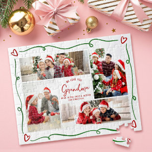 Puzzle Photo de Noël Rouge Vert Amour Toi Mamie Doodles