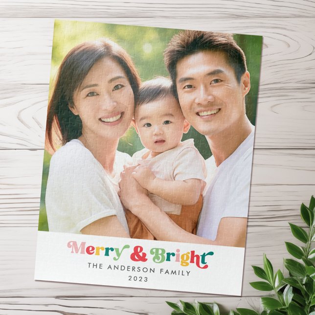 Puzzle Photo de police rétro colorée et joyeuse (Merry & bright colorful retro font photo jigsaw puzzle)