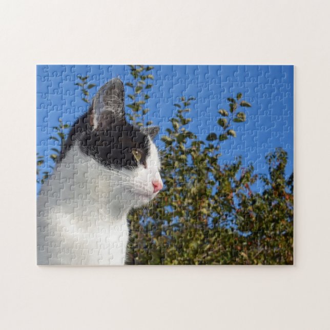 Puzzle Photo de profil noir et blanc de chat (Horizontal)