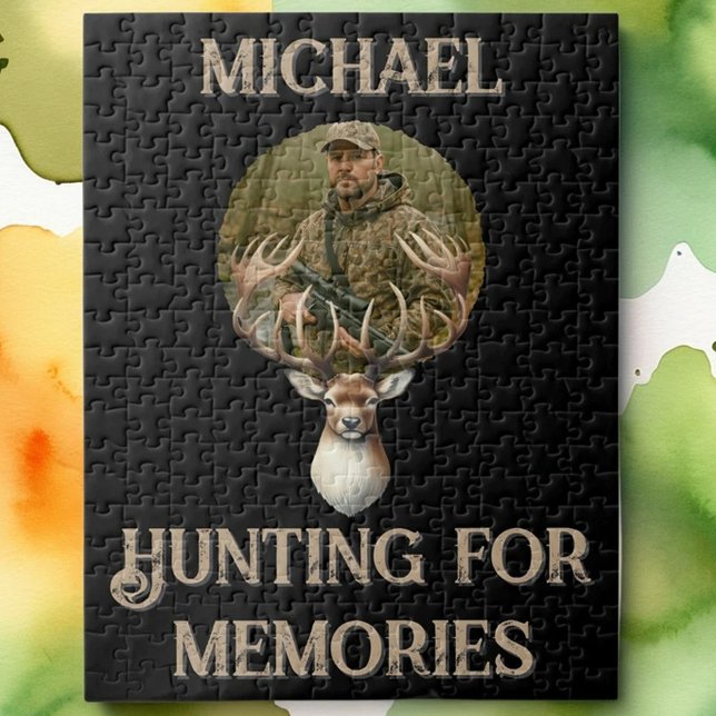 Puzzle Photo de souvenirs de chasse rustique avec bois de (Créateur téléchargé)