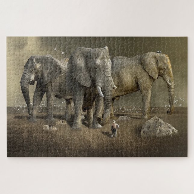 Puzzle Photo d'éléphants géants (Horizontal)