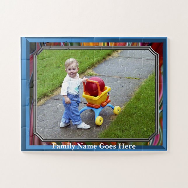 Puzzle Photo d'enfant ou de famille avec nom (Horizontal)