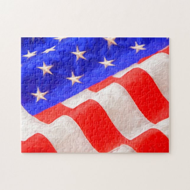 Puzzle photo du drapeau américain 11x14 avec coffr (Horizontal)