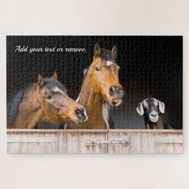Puzzle Photo d'un ami amusant de chevaux & d'une chèvre d (Horizontal)