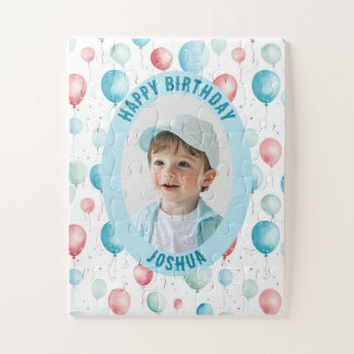 Puzzle Photo et nom, Ballons Bleus