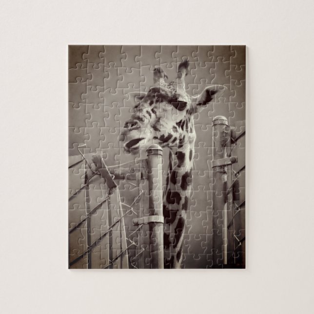 Puzzle Photo Giraffe - Style Vintage (Vertical)