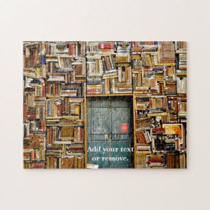 Puzzle Photo graphique : Mur de livres dans une bibliothè