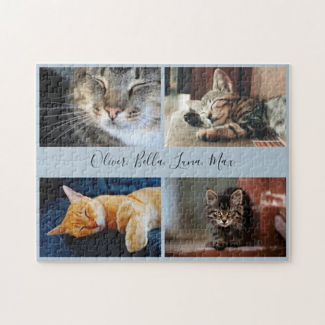 Puzzle Photo moderne Collage personnalisé Nom de script c (Horizontal)