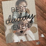 Puzzle Photo moderne de Best Daddy Ever<br><div class="desc">Le puzzle de papa personnalisé avec une photo à remplacer par la vôtre,  le mignon dicton "meilleur papa jamais",  un coeur,  et les noms des enfants.</div>