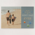 Puzzle Photo papa & enfant personnalisable Meilleur papa<br><div class="desc">Customisez avec votre photo préférée. "Merci d'être le MEILLEUR DAD JAMAIS". Coquillages de plage.</div>