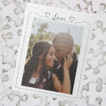 Puzzle Photo personnalisée Love Typographie du coeur<br><div class="desc">Faites un puzzle photo personnalisé de Ricaso - ajoutez votre propre photo - un cadre de style de typographie de coeur d'amour étonnant entoure votre photo - merveilleux cadeaux de conservation</div>