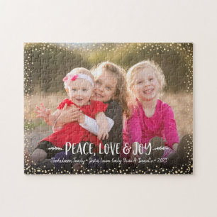 Puzzle Photo personnalisée Peace Love Joie Typographie mo