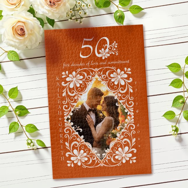 Puzzle Photo romantique Brûlé Orange 50 Anniversaire Puzz (Créateur téléchargé)