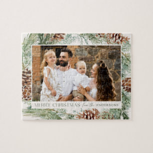 Puzzle Photo Russe Watercolor Pine Cone Wreath Photo