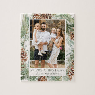 Puzzle Photo Russe Watercolor Pine Cone Wreath Photo