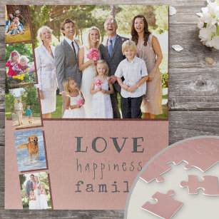 Puzzle Photo Strip Love Happiness Family Pink
