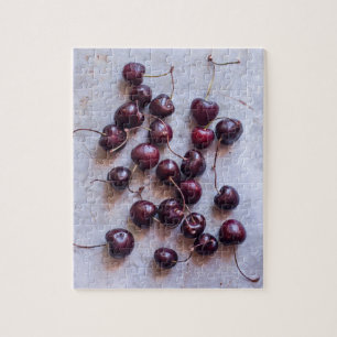 Puzzle Photographie de cerises rouges fraîches