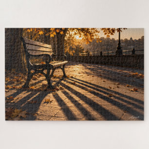 Puzzle Photographie d'ombre de banc de parc d'automne