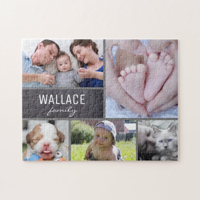 Puzzle Photos Collage avec nom de famille (Horizontal)