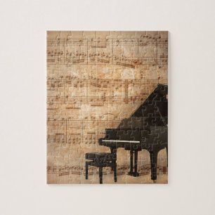 Puzzle Piano à queue avec des notes de musique