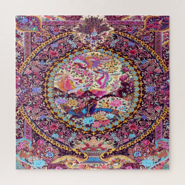 Puzzle Pic de fleurs florales bleu or violet (Vertical)