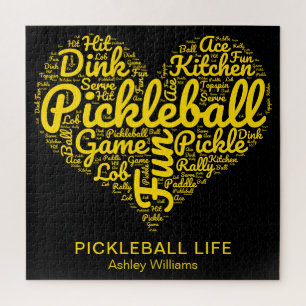 Puzzle Pickleball Life Word Typographie d'art Personnalis