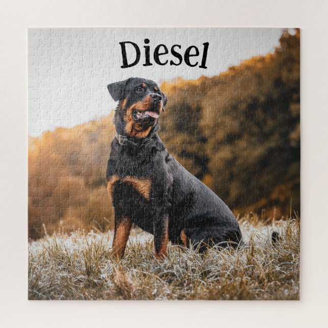 Puzzle Pièce de chien Rottweiler personnalisée personnali (Vertical)