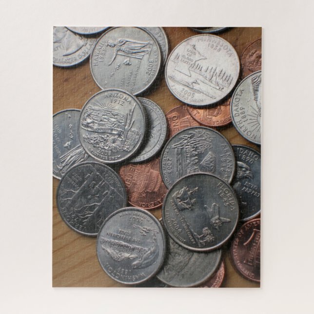 Puzzle - Pièces de monnaie américaines sur une tab (Vertical)