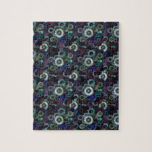 Puzzle pièces de montre steampunk - imprimé violet par Le