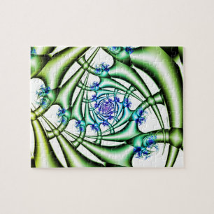 Puzzle Piège Art fractal bleu et vert