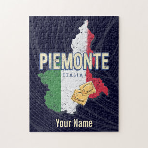 Puzzle Piémont Italie Région Rétro Carte Pâtes Vintages