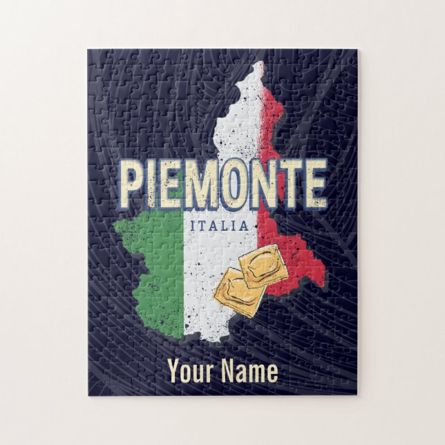 Puzzle Piémont Italie Région Rétro Carte Pâtes Vintages (Vertical)