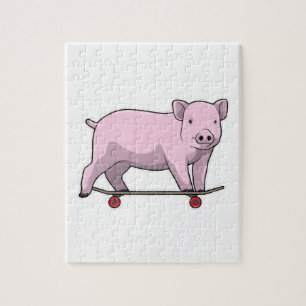 Puzzle Pig as skater avec skate