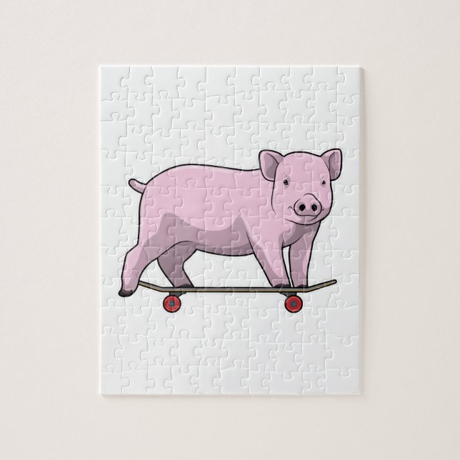 Puzzle Pig as skater avec skate (Vertical)