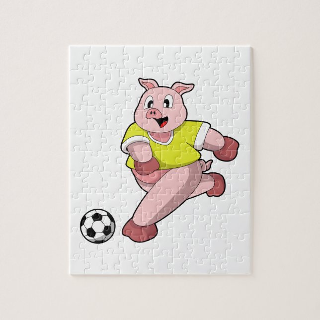 Puzzle Pig comme joueur de football avec Soccer (Vertical)