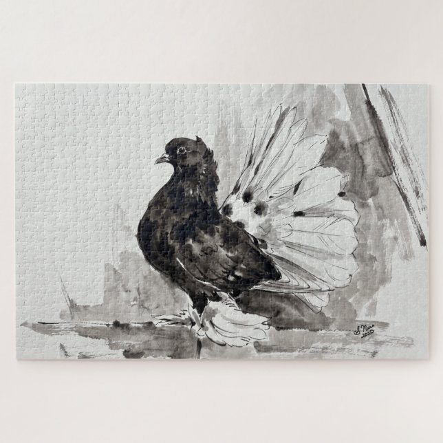 Puzzle Pigeon à queue indienne Eyeliner Poule (Horizontal)